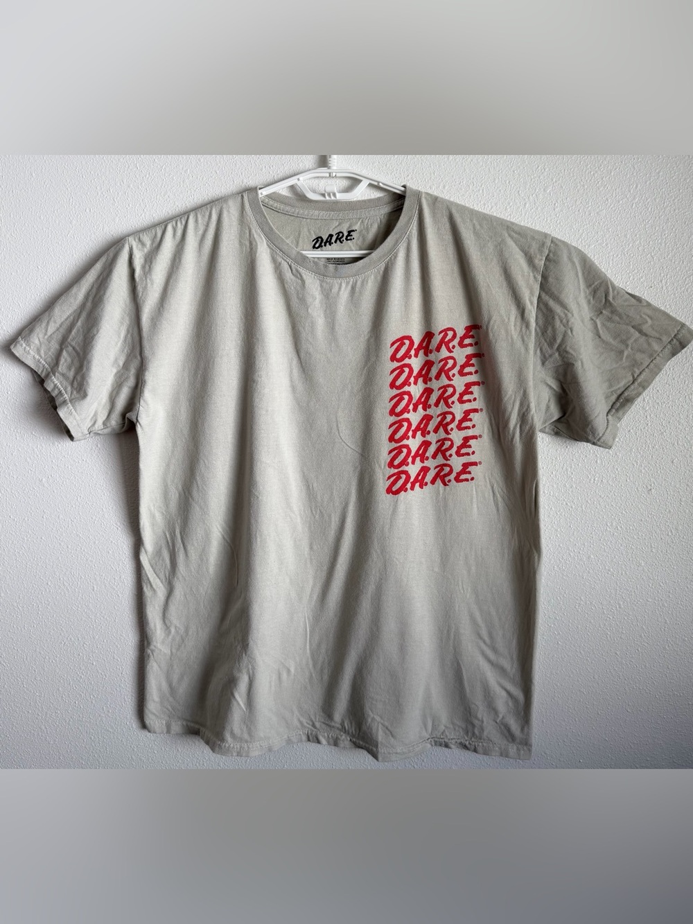 Vintage D.A.R.E. Lion Graphic T Shirt Mens Large Gray 100% Cotton Short Sleeve